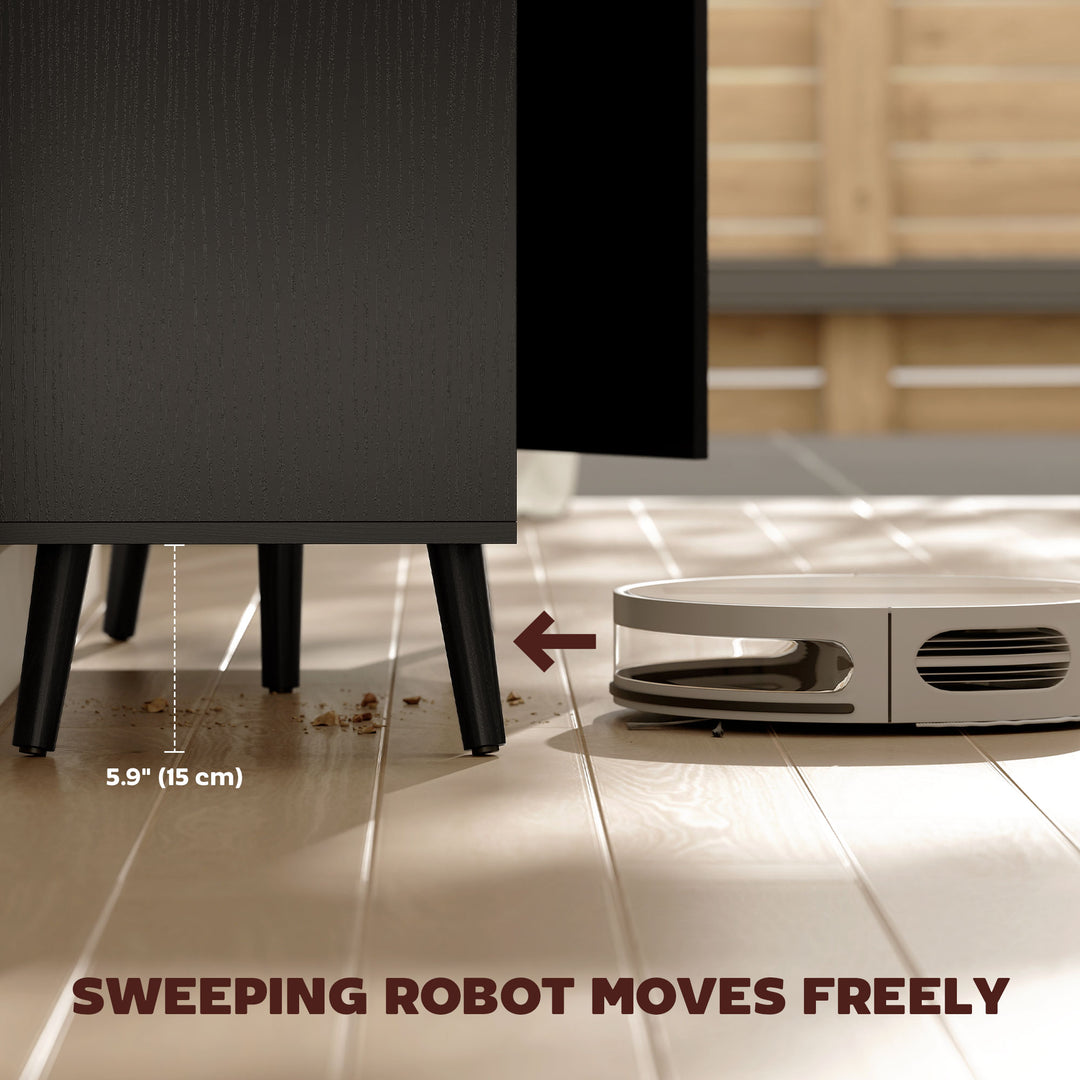 HOMCOM Buffet Cabinet with Storage, Modern Fluted Sideboard with Adjustable Shelves for Dining Room Living Room, Dark Brown