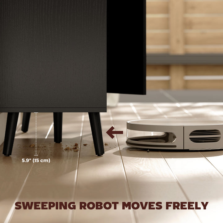 HOMCOM Buffet Cabinet with Storage, Modern Fluted Sideboard with Adjustable Shelves for Dining Room Living Room, Dark Brown