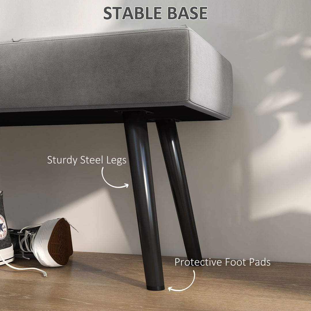 HOMCOM 39 Inches Upholstered Bedroom Bench, Modern End of Bed Bench with Steel Legs, Green