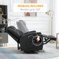 HOMCOM Massage Recliner Chair, Swivel Nursery Rocker Chair, Manual Reclining Sofa with 8 Vibration Points, PU Leather, Cup Holders, Side Pockets, for Living Room, Black