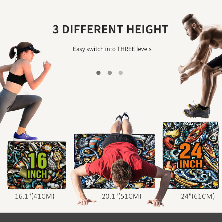 Soozier Soft Plyo Box,  3-in-1 Plyometric Box,  Non-Slip Jump Box for Conditioning and Strength Training, 24" x 20" x 16"