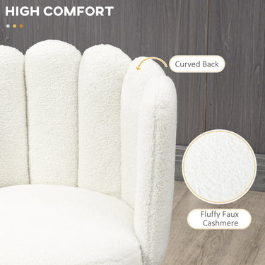 HOMCOM Faux Cashmere Bar Stools Set of 2 Counter Height Bar Stools with Back for Home Kitchen, 20.5"x19.7"x36.6", Cream