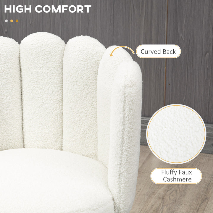 HOMCOM Faux Cashmere Bar Stools Set of 2 Counter Height Bar Stools with Back for Home Kitchen, 20.5"x19.7"x36.6", Cream