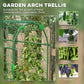 Outsunny Arched Garden Trellis w/ Climbing Net Metal Cucumber Plant Trellis A-Frame for Climbing Plants 57" x 66" x 81"