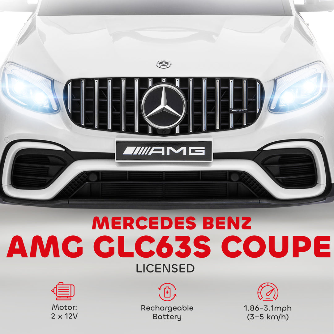 Aosom 12V/7AH Kids Ride on Car, Mercedes Benz AMG GLC63S Coupe, Electric Car with Remote Control, Handle, 2 Speed, with Music, Electric Light, Easy to Move, Red