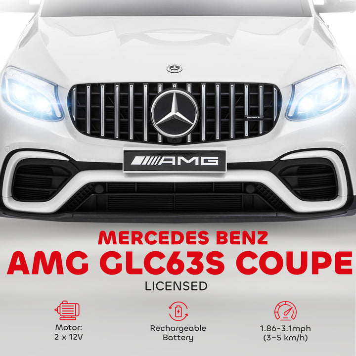 Aosom 12V/7AH Kids Ride on Car, Mercedes Benz AMG GLC63S Coupe, Electric Car with Remote Control, Handle, 2 Speed, with Music, Electric Light, Easy to Move, Red