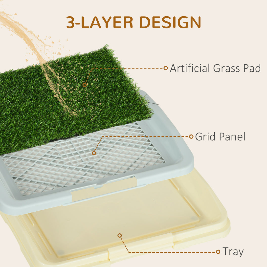 PawHut Puppy Training Pad, Indoor Portable Puppy Pad, with Artificial Grass, Grid, Panel, Tray, 18.3" x 13.4"