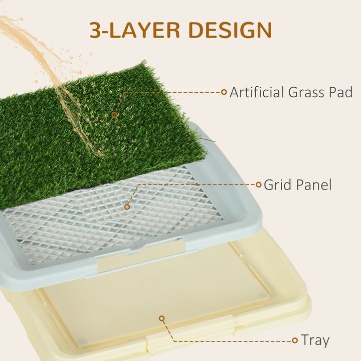PawHut Puppy Training Pad, Indoor Portable Puppy Pad, with Artificial Grass, Grid, Panel, Tray, 18.3" x 13.4"