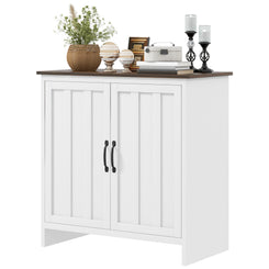 HOMCOM Kitchen Sideboard, Modern Storage Cabinet with Beadboard Doors and Adjustable Shelf for Dining Room, White