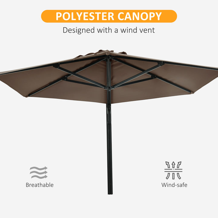 Outsunny 8 ft Wall Mounted Umbrella with 180° Rotatable Canopy, Patio Wall Parasol for Outdoor, Garden, Balcony, Yard,  Khaki