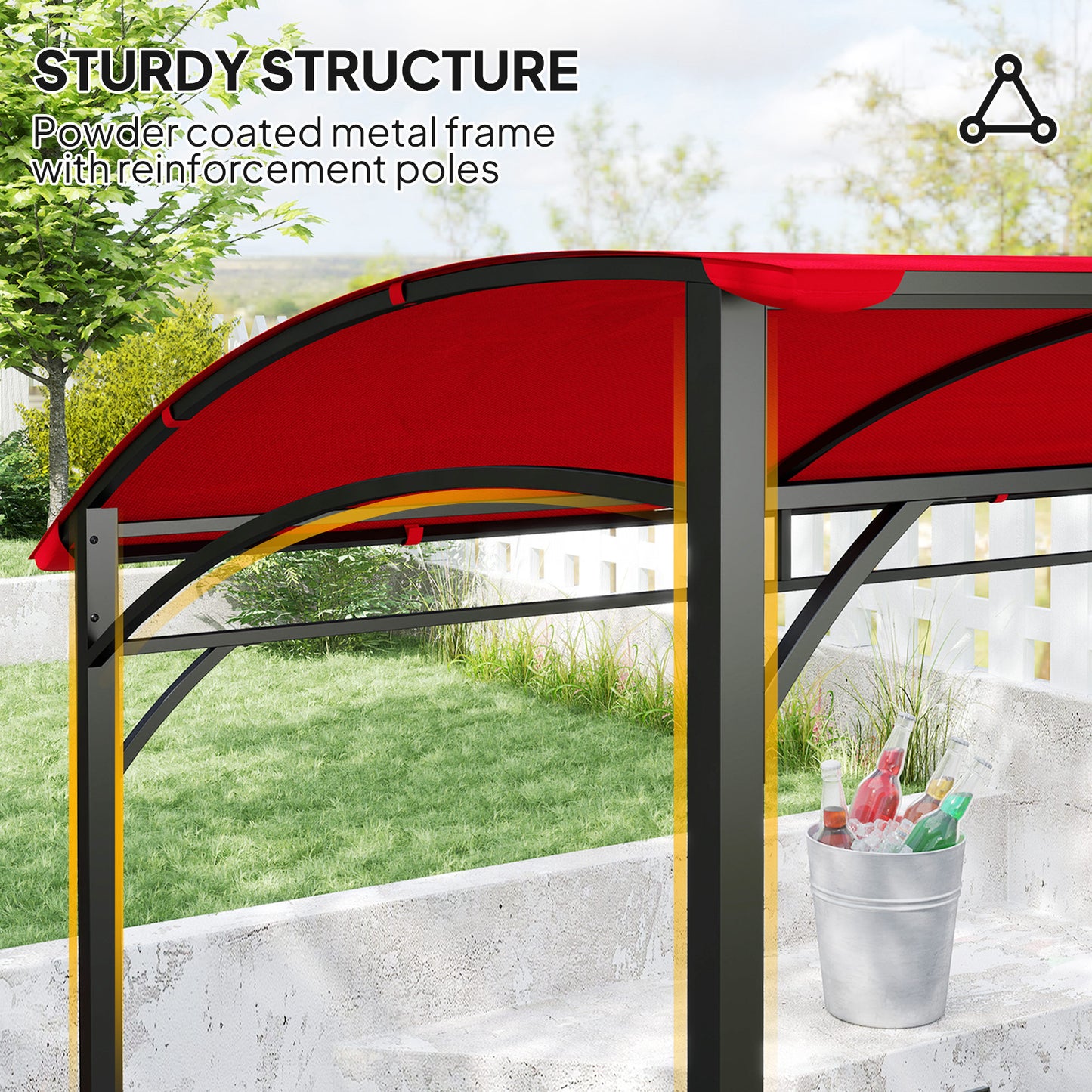 Outsunny 7' x 5' BBQ Grill Gazebo Tent, Garden Grill Canopy with Steel Frame and Hooks, Outdoor Sun Shade, Grey