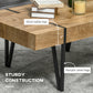 HOMCOM Rustic Coffee Table, Rectangle Nature Central Table with Steel Hairpin Legs for Living Room