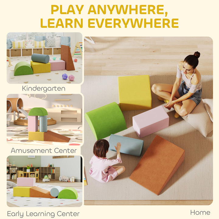 Qaba Climbing Toys for Toddlers with Removable Cover, Indoor Activity Play Set for Crawling, Sliding, Blue/Green