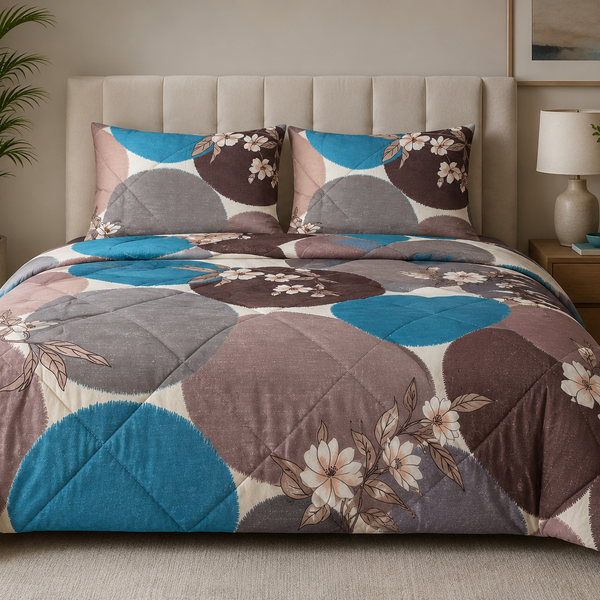 Aarniva Breathable Polyester Soft Meadow Blossom Comforter Set | King/Queen | 250 GSM | Ultra-Soft & Cozy | Pastel Floral | 5-Piece Set
