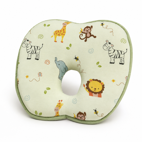 Aarniva Baby Head Support Pillow | Soft & Padded | Contoured Center | Safari Animals