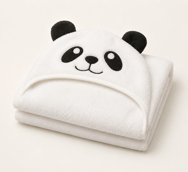 Aarniva Kids Hooded Bath Towel | Soft & Cozy | Animal & Fun Prints | Panda White