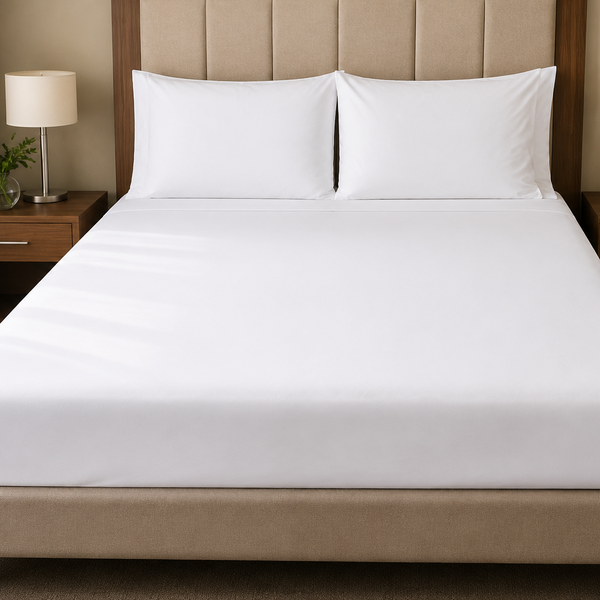 Aarniva Hotel Bedsheet Set | King/Queen & Single Bed Options | Soft & Smooth | Classic White