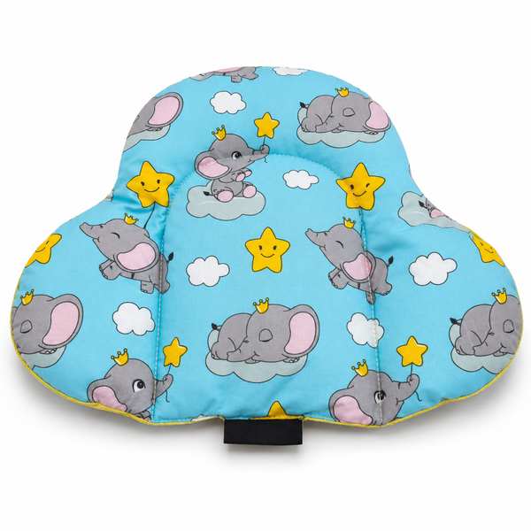 Aarniva Baby Head Support Pillow | Soft & Padded | Contoured Center | Elephant Clouds