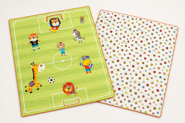 Aarniva Kids Quilted Play Mat & Baby Sheet | Soft Padded | Reversible Design | Soccer Field