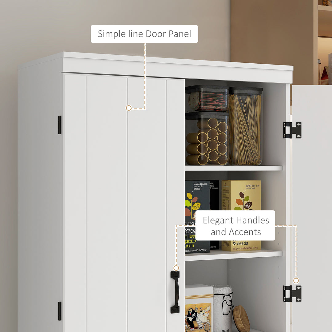 HOMCOM 70" 4-Door Storage Cabinet, Freestanding Pantry Cabinet with Adjustable Shelves for Living Room, Natural