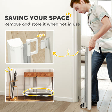 PawHut Retractable Pet Safety Barrier Gate, Flexible and Extensible for Stairways Doorways Hallways, Grey