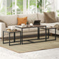 HOMCOM Nesting Coffee Table Set of 3, Modern End Tables with Black Metal Frame for Living Room Home Furniture, Natural