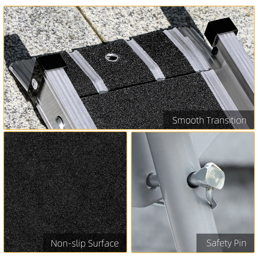 HOMCOM Telescopic Wheelchair Ramp, 8ft, 600 lbs, Aluminium Threshold Ramp, 2 Pack, for Home Steps, Mobility Scooters, Stairs