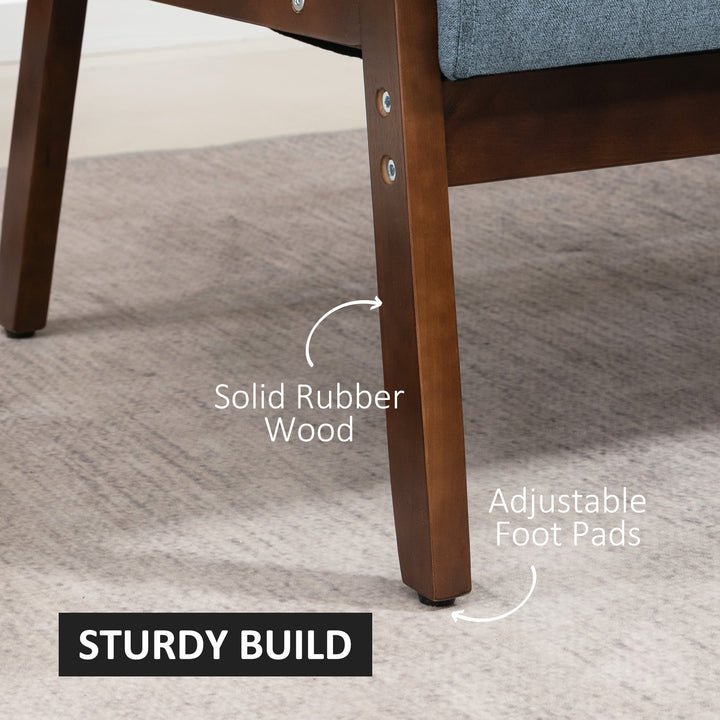 HOMCOM Compact Loveseat Sofa Couch Linen Fabric Double Seat Sofa with Rubber Wood Legs Dark Grey