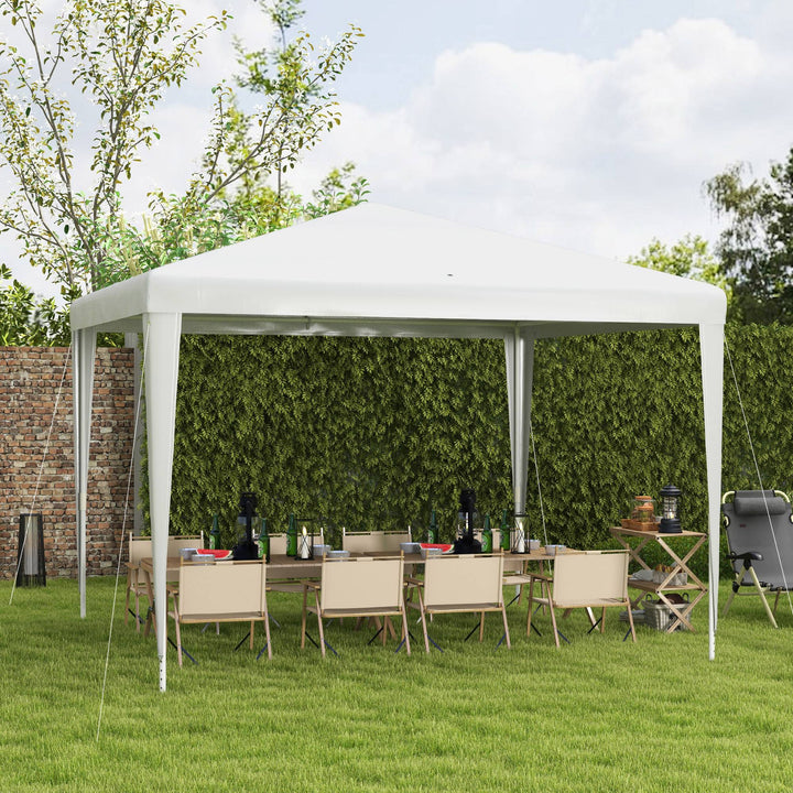Outsunny 10x10ft Party Tent Portable Gazebo, Folding Garden Canopy Event Shelter Outdoor Sunshade White