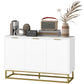 HOMCOM 47" Sideboard Buffet Cabinet with Storage, Contemporary Buffet Cabinet with Adjustable Shelves and Metal Legs, Kitchen Storage Cabinet with Elevated Base, White