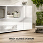 HOMCOM TV Stand for TVs up to 60", TV Unit with LED Lights, Storage Shelves and Cupboards, 53.9" x 13.8" x 16.5", White