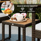 Outsunny 3 Pieces Wicker Patio Furniture Set, Rattan Bistro Set w/ Acacia Wood Table & Removable Cushions, Dark Blue
