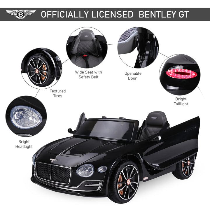 Aosom 12V Ride On Car Licensed Bentley Battery Powered Electric Vehicles w/ Parent Remote Control, 2 Speed - Black