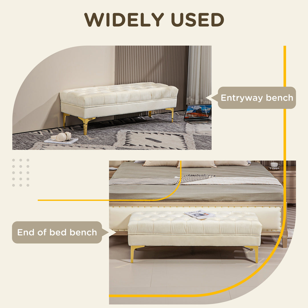 HOMCOM End of Bed Bench, Upholstered Bench, Entryway Shoe Bench with Button Tufted for Living Room, Bedroom, Grey