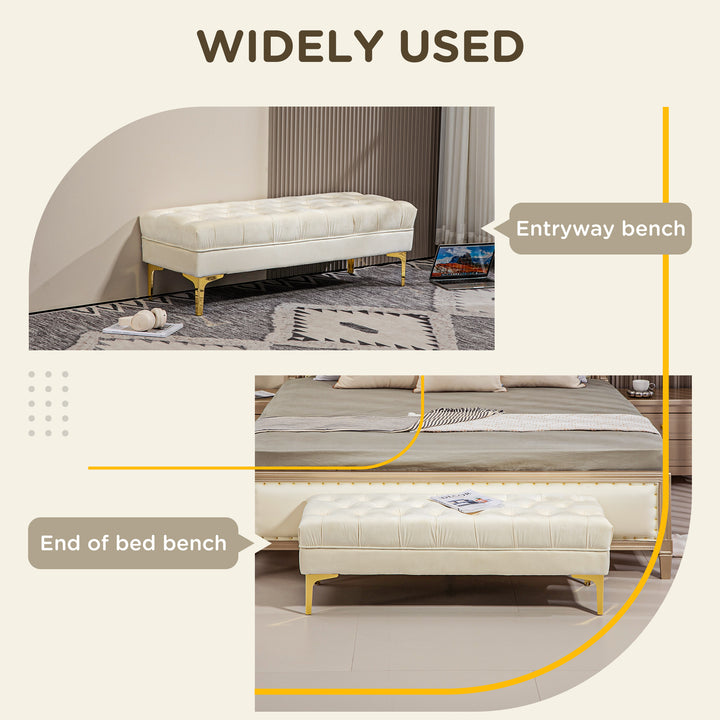 HOMCOM End of Bed Bench, Upholstered Bench, Entryway Shoe Bench with Button Tufted for Living Room, Bedroom, Grey