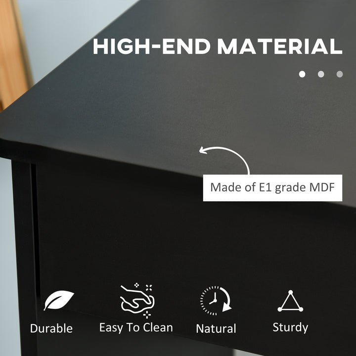 HOMCOM Computer Desk with Storage Drawers, Study Writing Table with Cabinet Adjustable Shelf for Home Office Workstation Bedroom, Black