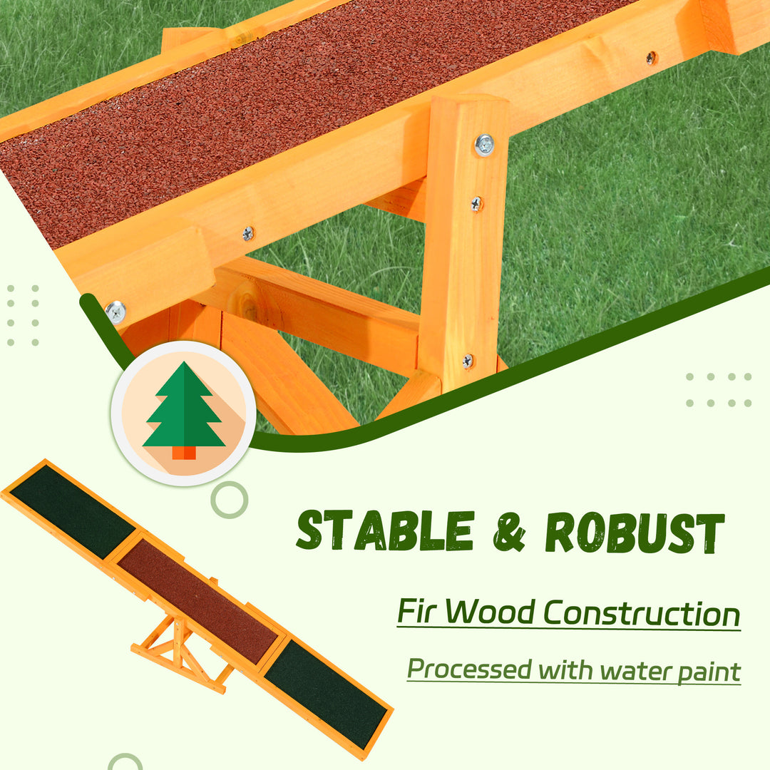 PawHut Wood Pet Seesaw Platform Dog Agility Training Equipment Run Game Toy Weather Resistant Pet Supplies Natural