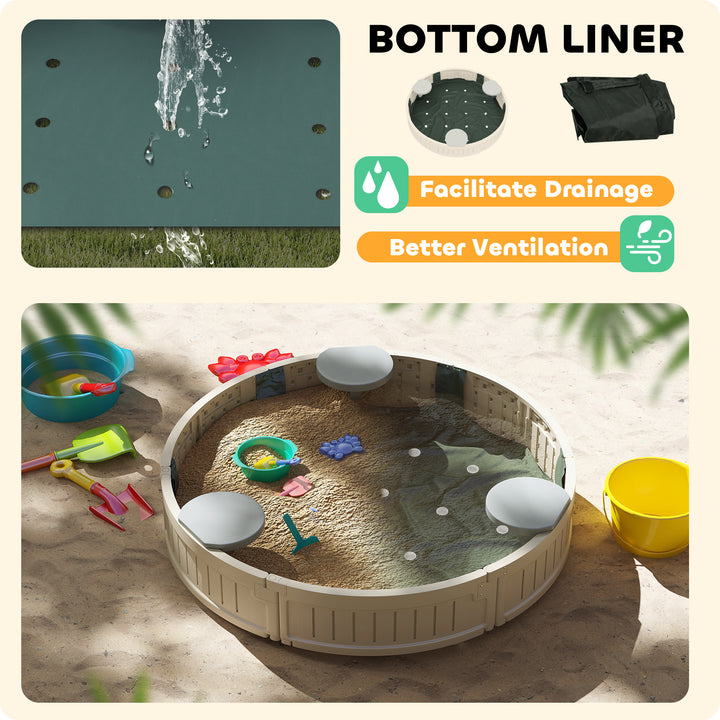 Outsunny Kids Outdoor Sandbox with Cover Waterproof Oxford Canopy, Bottom Fabric Liner, Children Playset for 3-12 years old, Backyard, Brown