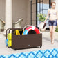 Outsunny Rolling Pool Storage Rattan Patio Furniture Outdoor Storage Wicker Organizer for Floats, Paddles, Balls, Towels, Brown