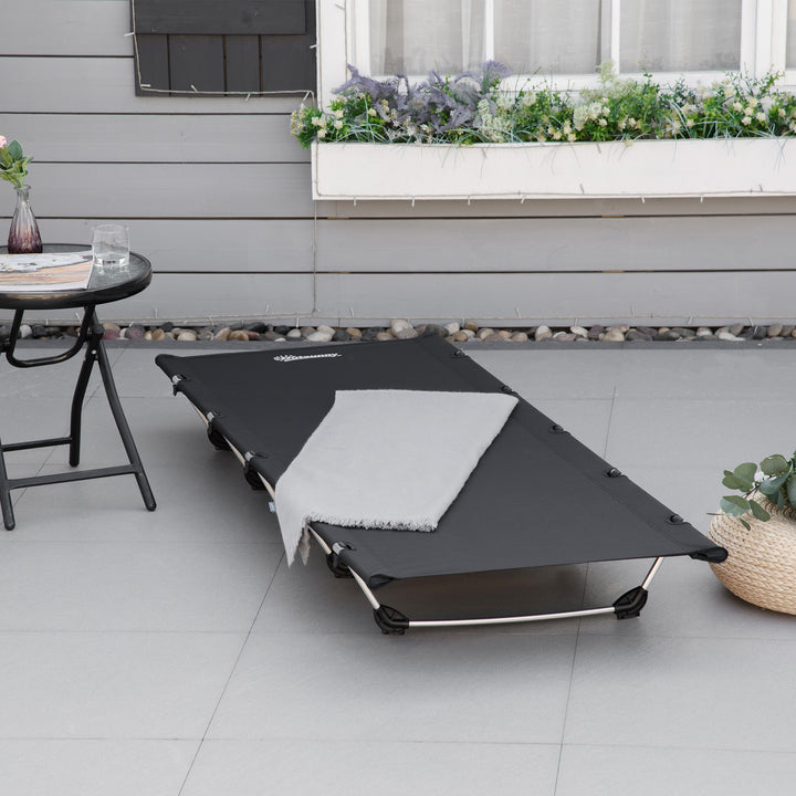 Outsunny Lightweight Camping Cot, Aluminium Portable Folding Bed w/ Strong Support 331 lbs and Carry Bag for Camping, Black