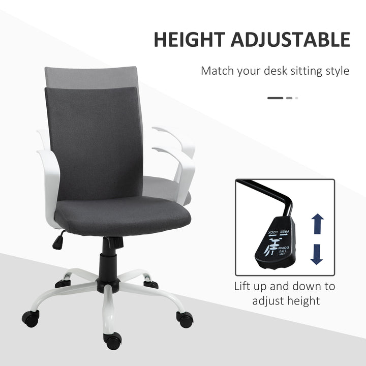 Vinsetto Linen Mid Back Office Chair With Tilt Function, Swivel Computer Chair, Charcoal Grey