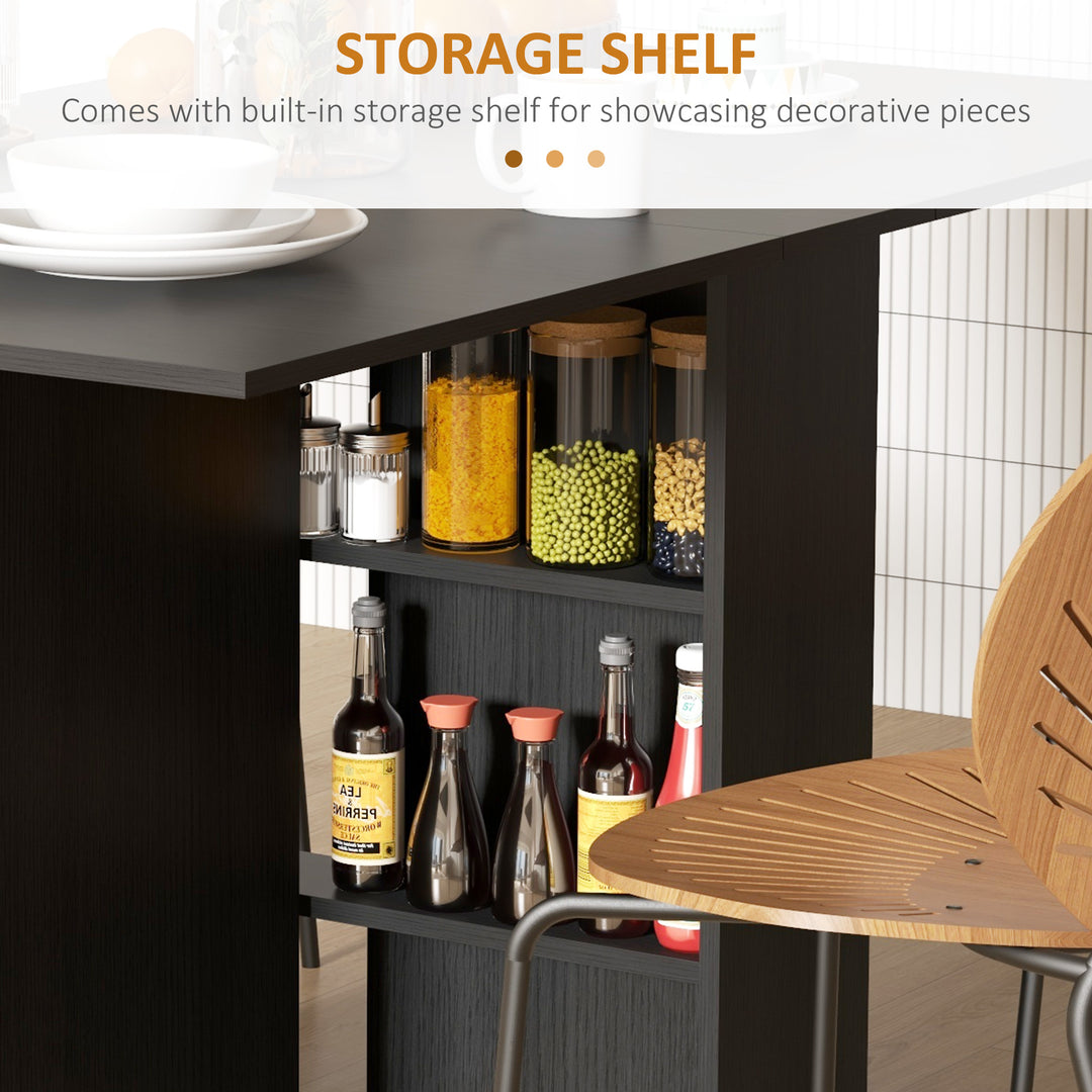 HOMCOM Foldable Dining Table, Folding Table with Storage Shelf, Drop-Leaf Kitchen Table for Dining Room, Oak