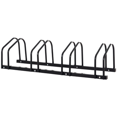 Soozier 4-Bike Bicycle Floor Parking Rack Cycling Storage Stand Garage Organizer for Indoor and Outdoor Use Black