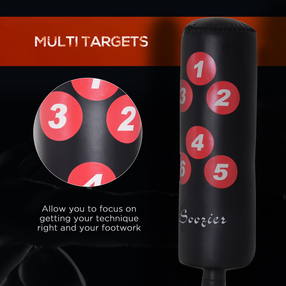 Soozier 65" Freestanding Boxing Punching Bag with Refilled Base and Suction Cups, Black