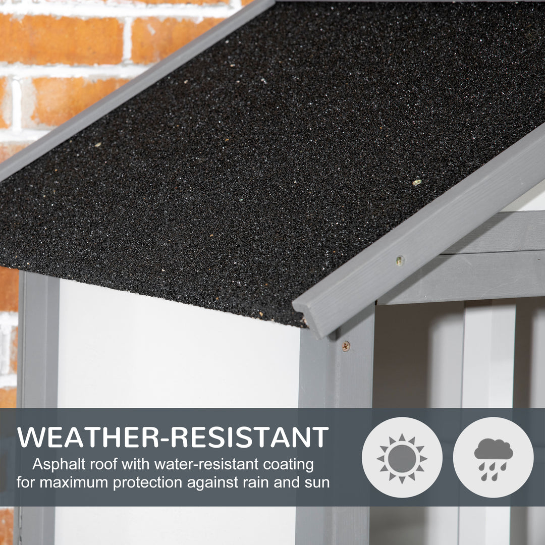 PawHut Wooden Bird Aviary Parrot Cage Pet Furniture with Removable Bottom Tray, 2 Doors, Asphalt Roof, 4 Perches, Light Grey