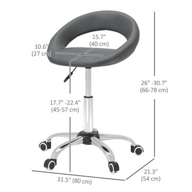 HOMCOM Modern Hydraulic Moon Salon Stool Rolling Swivel Chair Massage Spa Tattoo Pub Bar Stool, Grey