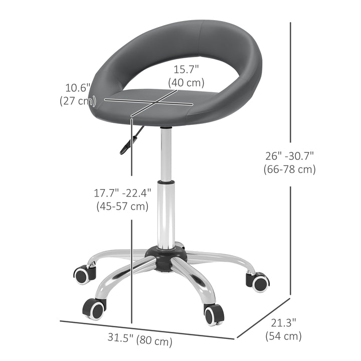 HOMCOM Modern Hydraulic Moon Salon Stool Rolling Swivel Chair Massage Spa Tattoo Pub Bar Stool, Grey