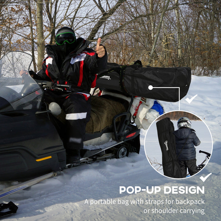 Outsunny 3-4 Person Insulated Ice Fishing Shelter, Pop up, with Oversized Doors, Windows, Vents and Carry Bag, for Low-Temp -22℉