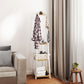 HOMCOM Clothes Rack with Storage, Garment Rack with 8 Hooks and 3-Tier Shelf, Clothes Stand for Bedroom, Entryway, Oak