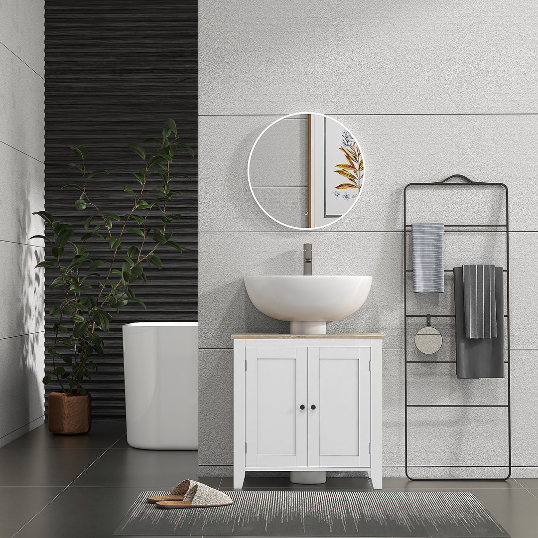 kleankin Bathroom Sink Vanity Unit, Under Sink Bathroom Cabinet with U-Shape Design and Adjustable Shelf, White